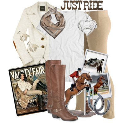 Equestrian Chic. by KTB-Passion for Fashion featuring a heart pendantJames Perse white tee, $50Linen jacket, $695Dublin Hipsta Pull On Breeches and Low Rise Pull-On Knee Patch…, $45Hayden-Harnett patchwork boots, $448Sterling silver earrings, $5SWEET HEART heart pendant, $40Fendi printed silk scarve, £85Just Ride Sign - Horse Themed Gifts Clothing Jewelry &amp; Accessories all…, $30