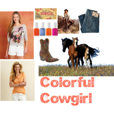 Colorful Cowgirl by EquestrianStylist featuring graphic teesGraphic tee, $17Vineyard vine, $27True Religion straight leg jeans, €229Old Gringo leather boots, $490Essie ‘Summer 2011 Collection’ Mini 4-Pack Summer 2011 One Size, $17Wild horses, $40