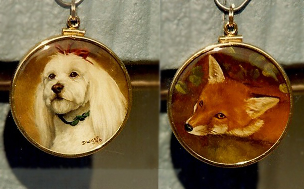 Meredith Dwyer Paintings and Miniature Pendants