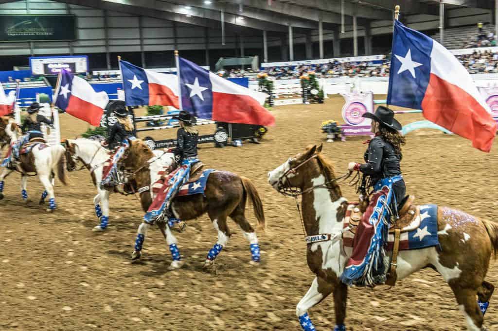The opening ceremonies at the 2015 Pin Oak Charity Horse Show Grand Prix. Photo Credit: PWL Studio