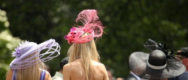 Fancy hats on display at the track. See more at: http://www.nj.com/horse-racing/index.ssf/2015/06/belmont_stakes_2015_hats_see_the_craziest_ones_at_the_race_photos.html